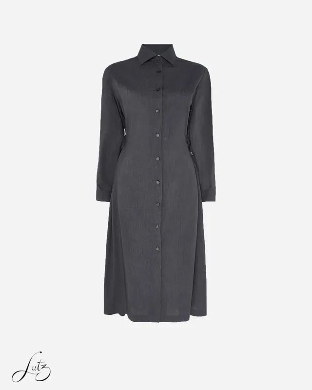 Đầm Công Sở Nữ Cổ Vest Tay Dài Dáng Suôn