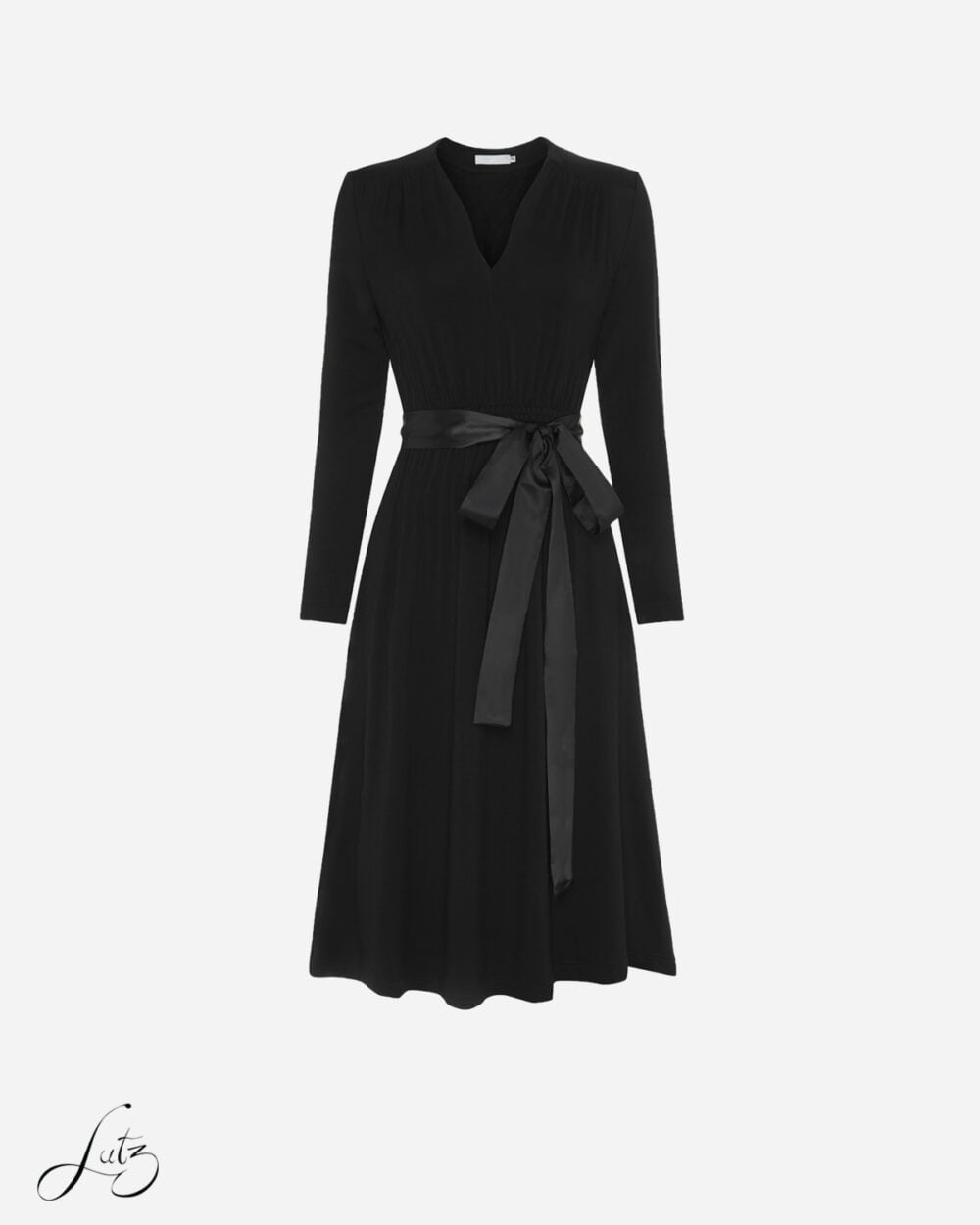 Đầm Midi Cổ Chữ V Tay Dài