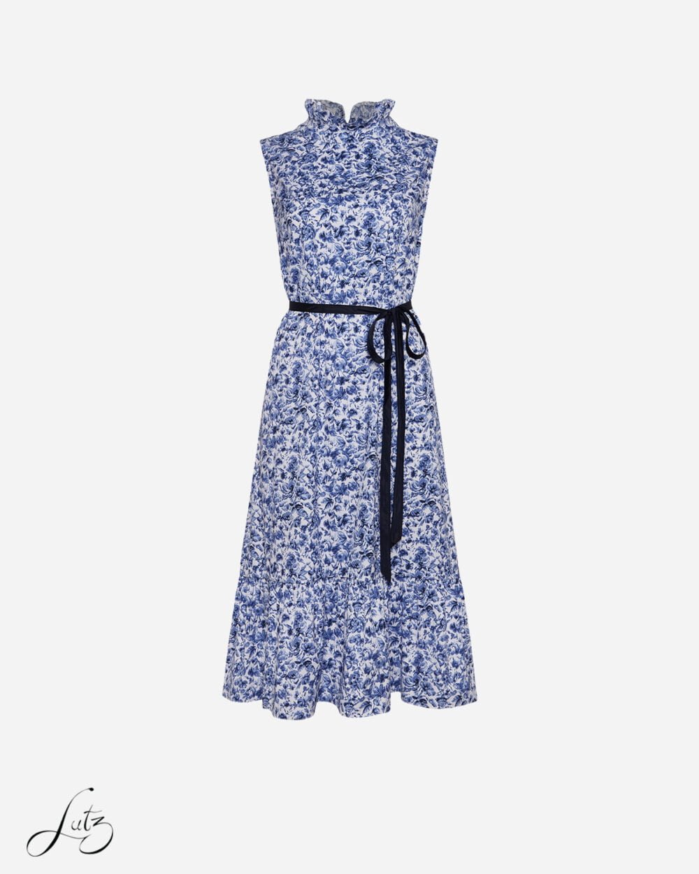 Đầm Midi Floral Cổ Lọ